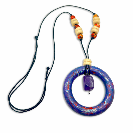 handmade necklace with Amethyst and wood