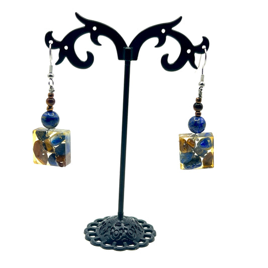 Handmade earrings with Lapis lazuli and Tiger's eye