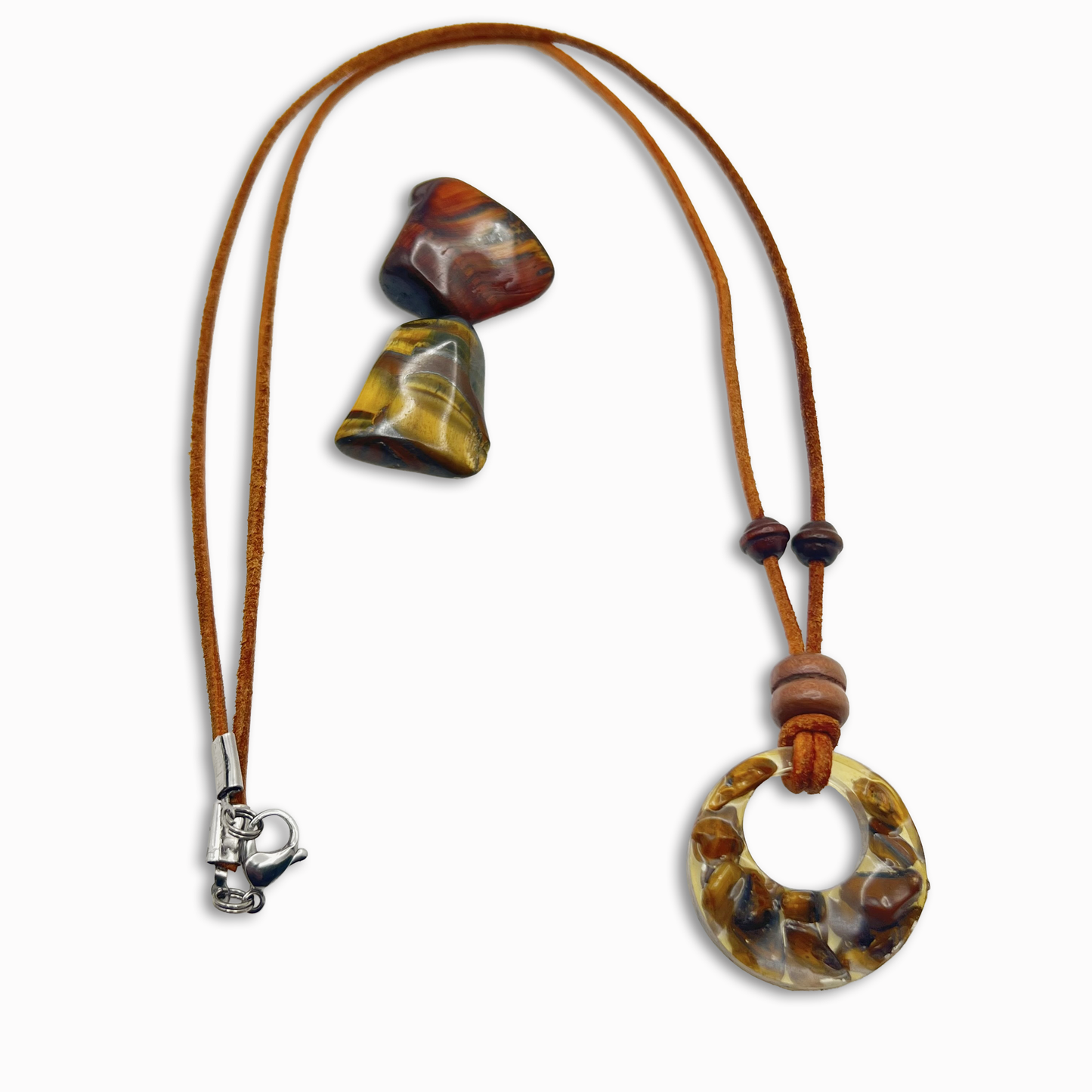 Handmade necklace with rasin and tiger's eye