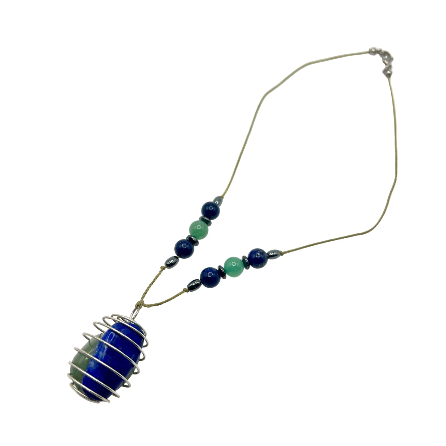Handmade necklace with crystals Lapis Lazuli and Green Aventurine 